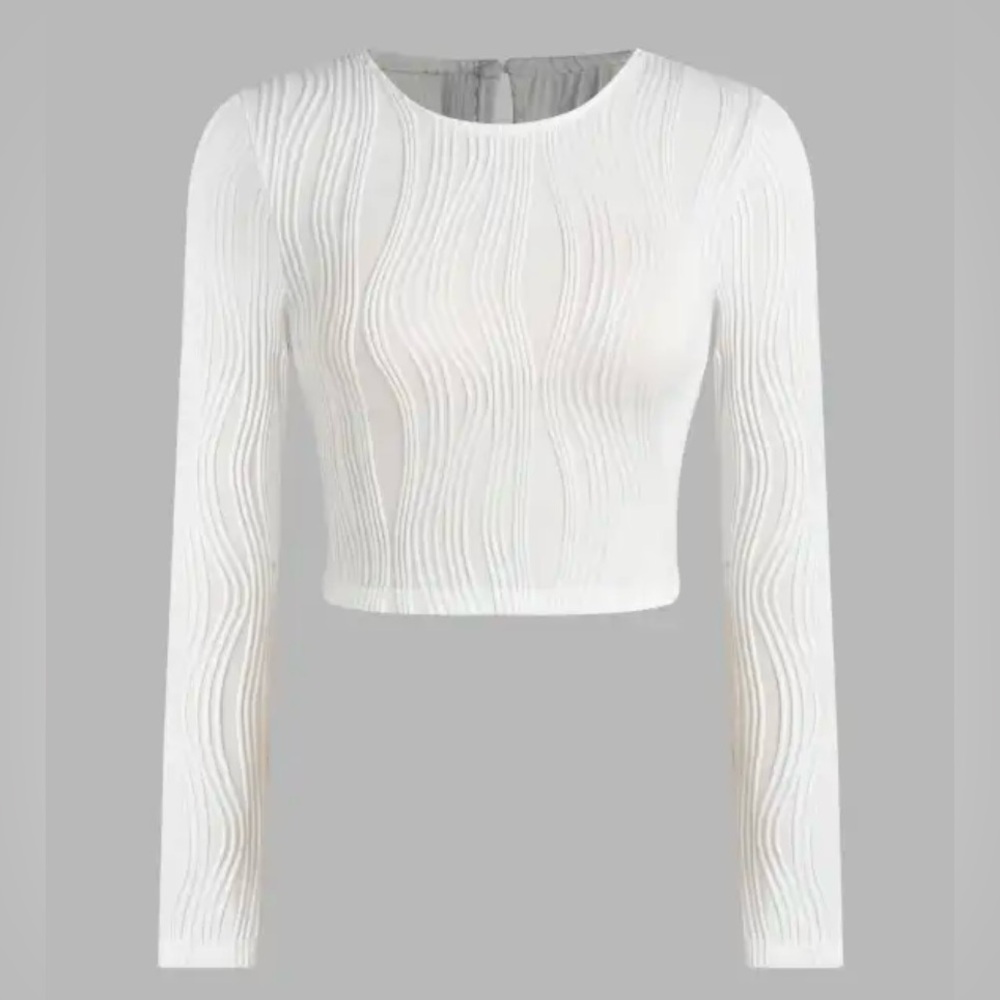 NWOT - Cider Solid Textured Long Sleeve Crop Tee - Size XS